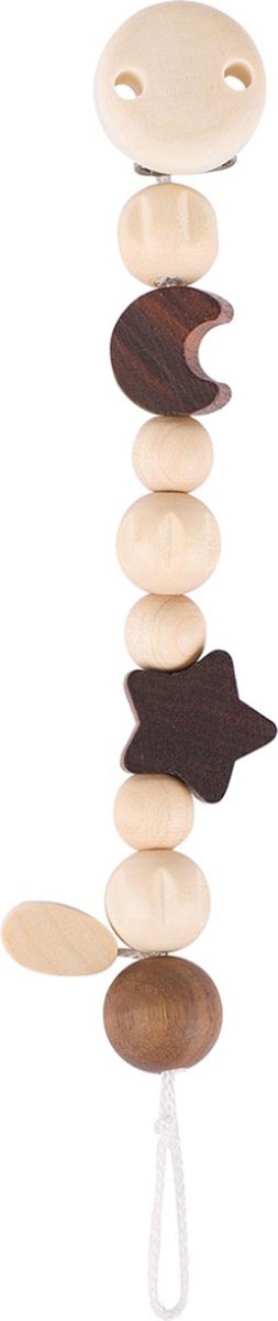 Chaîne tétine Goki - lune et étoile - l21cm - bois