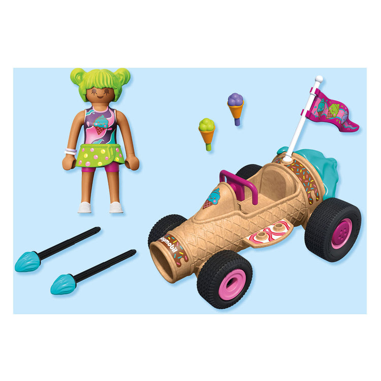 Playmobil | étoiles amusantes | cornet de glace déchaîné | jouets à partir de 4 ans | cadeau pour les enfants | voiture jouet | avec fonction d'allumage du moteur de rétraction | 71717