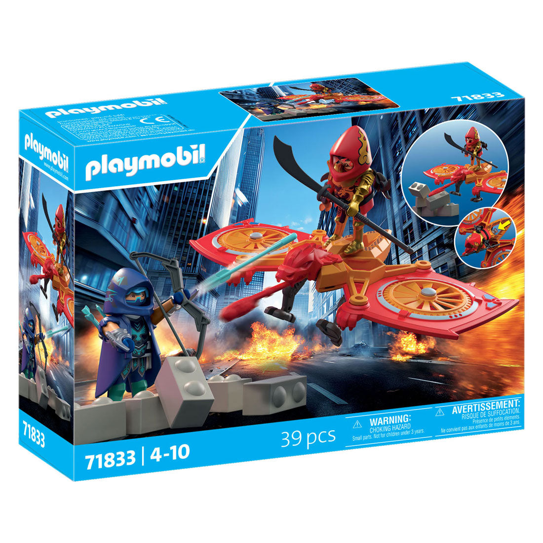 Playmobil | héros | drone héros contre ninja maléfique | jouets à partir de 5 ans | cadeau pour les enfants | avec des figurines de jeu de drones pour des jeux de rôle aventureux | 71833