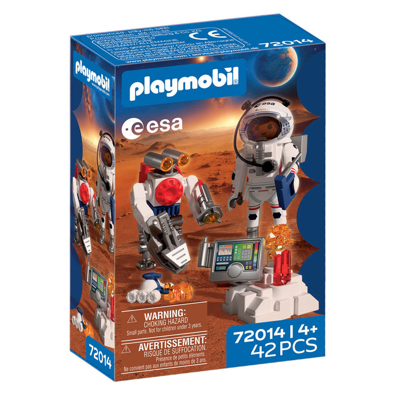 Playmobil space esa astronaute avec robot | avec Mars crawler, station d'analyse 3 échantillons de roches | exploration spatiale | ensemble de jouets de haute qualité | amusant pour les enfants à partir de 4 ans | 72014