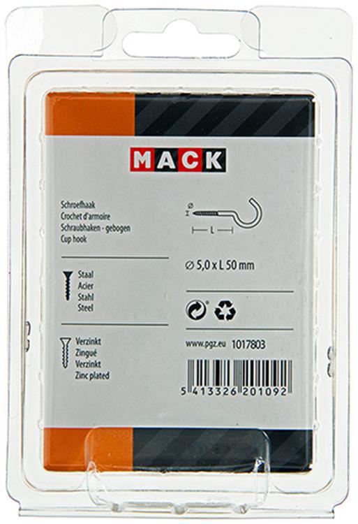 Mack 1017803 - crochet à vis acier galvanisé 4pcs 5,0 x 50 mm | 5 pièces