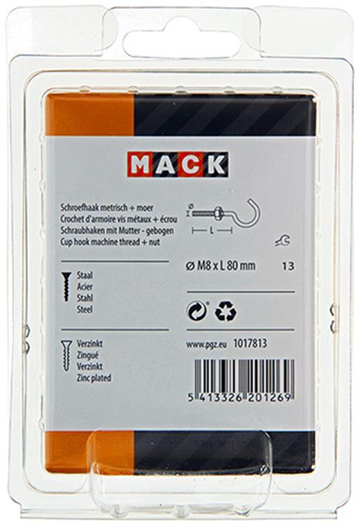 Mack 1017813 - crochet à vis métrique + écrou galvanisé 2pcs m8 x 80 mm | 5 pièces