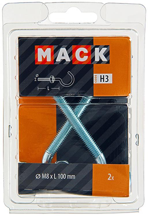 Mack 1017814 - crochet à vis métrique + écrou galvanisé 2pcs m8 x 100 mm | 5 pièces