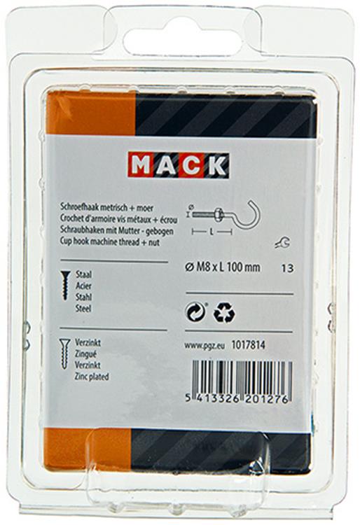 Mack 1017814 - crochet à vis métrique + écrou galvanisé 2pcs m8 x 100 mm | 5 pièces