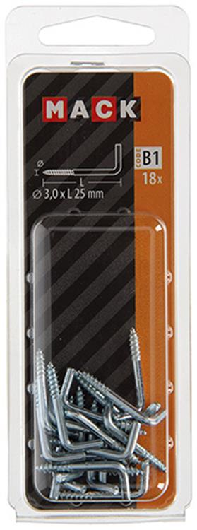 Mack 1017816 - vis à pouce en acier galvanisé 18pcs 3,0 x 25 mm | 10 pièces
