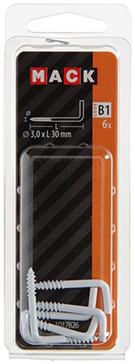 Mack 1017826 - vis à pouce en acier blanc 6 pcs 3,0 x 30 mm | 10 pièces