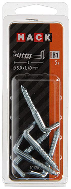Mack 1017830 - vis à pouce avec fente, acier galvanisé. 5 pièces 5,0 x 40 mm | 10 pièces