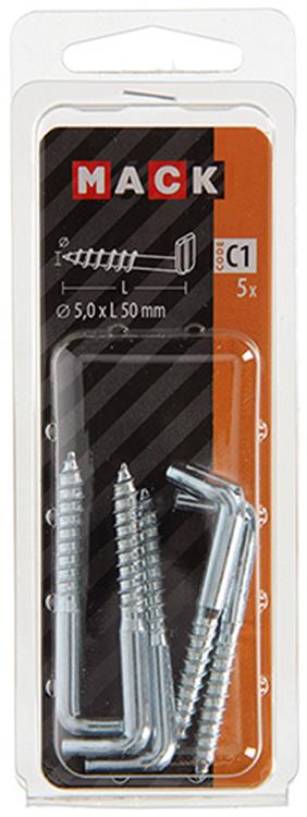 Mack 1017831 - vis à pouce avec fente, acier galvanisé. 5 pièces 5,0 x 50 mm | 10 pièces
