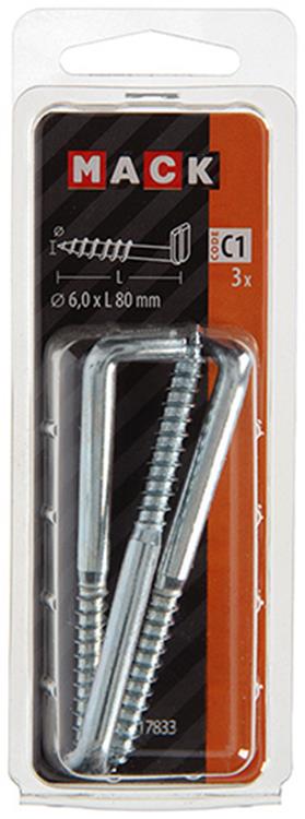 Mack 1017833 - vis à pouce avec fente, acier galvanisé. 3 pièces 6,0 x 80 mm | 10 pièces