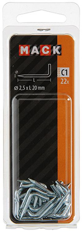 Mack 1017837 - pointe pouce en acier galvanisé 22 pcs 2,5 x 20 mm | 10 pièces