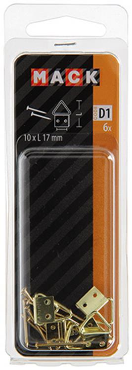 Mack 1017858 - support de cadre en acier plaqué laiton 6 pcs 10 x 17 mm | 10 pièces
