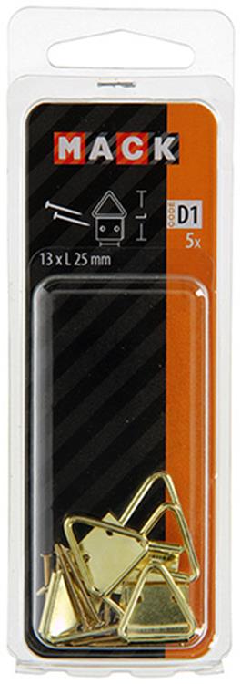 Mack 1017859 - support de cadre en acier plaqué laiton 5 pcs 13 x 25 mm | 10 pièces