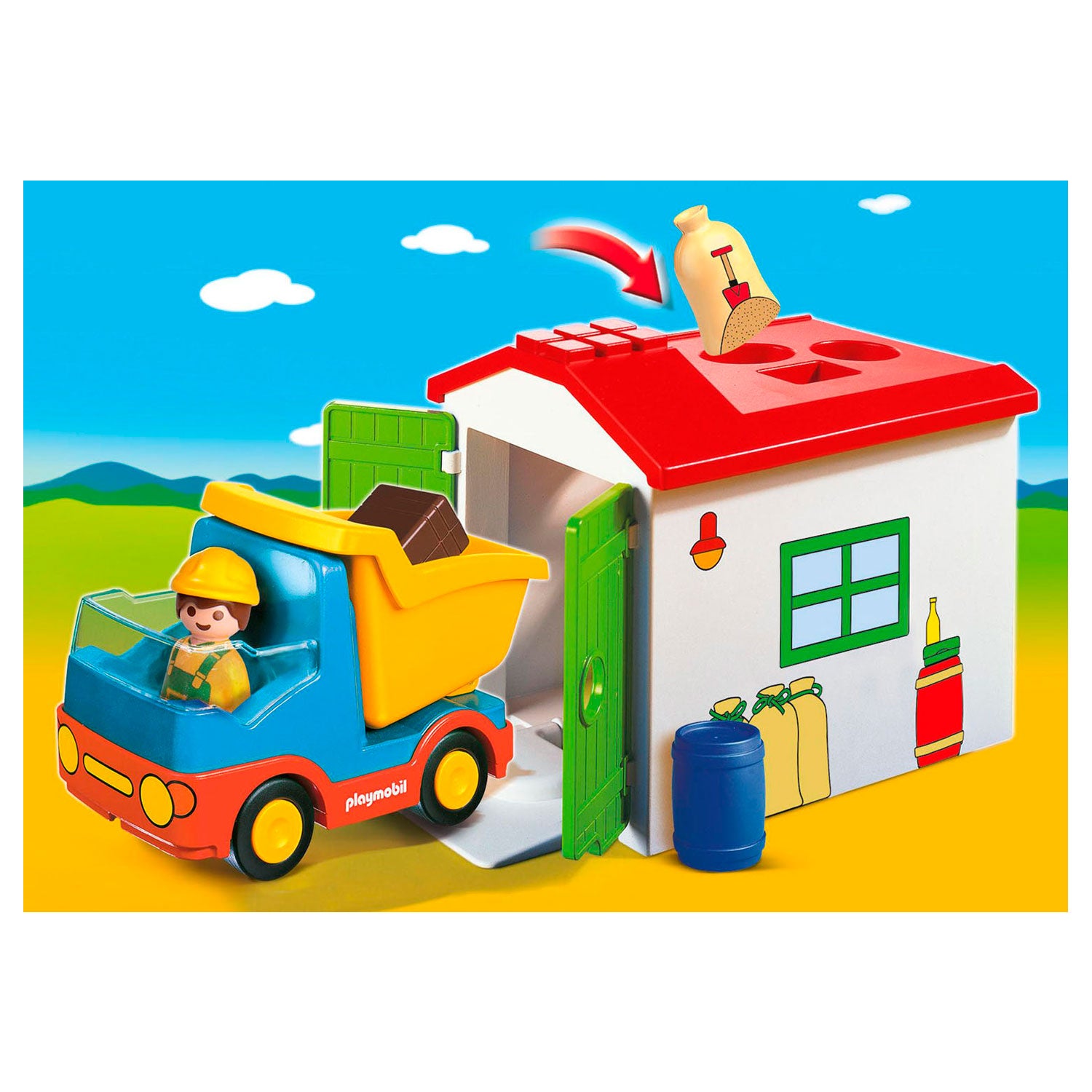 Playmobil 1.2.3. Werkman avec tri garage 70184