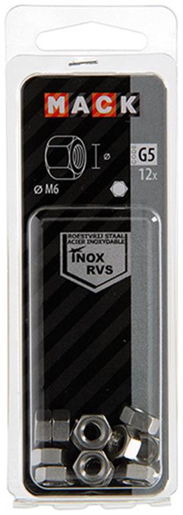 Mack 1019852 - écrou hexagonal acier inoxydable a2 12 pcs m6 | 10 pièces