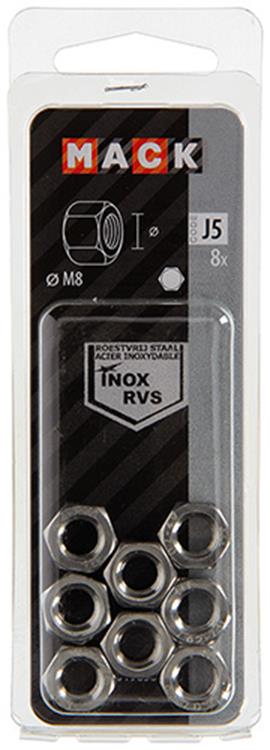 Mack 1019853 - écrou hexagonal acier inoxydable a2 8 pcs m8 | 10 pièces