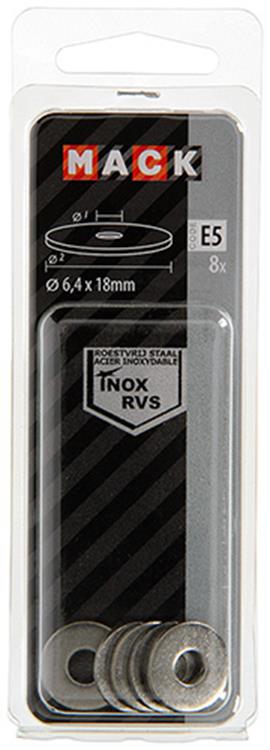 Mack 1019878 - rondelle de corps acier inoxydable a2 8 pcs 6,4x18 | 10 pièces