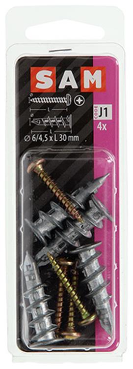 Mack 1017889 - bouchon de perçage pour plaques de plâtre + vis zamac 4pcs 6 x 38 mm | 10 pièces