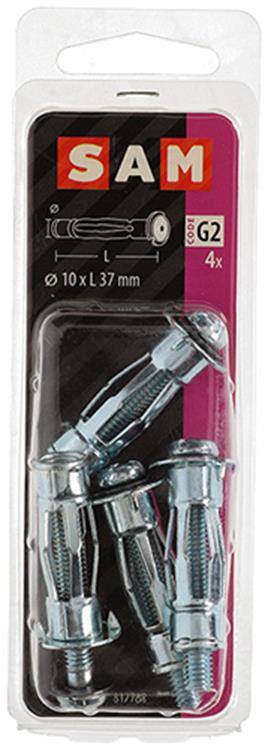Mack 1017891 - chevilles pour mur creux en métal galvanisé 4 pcs 10 x 37 mm | 5 pièces