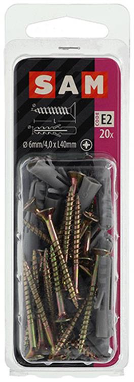 Mack 1017896 - bouchon + vis polyéthylène 20 pcs 6 mm 4,0 x 40 mm | 5 pièces