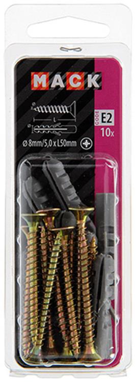 Mack 1017897 - bouchon + vis polyéthylène 10 pcs 8 mm 5,0 x 50 mm | 5 pièces