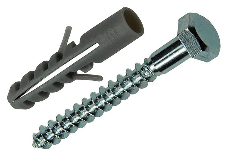 Mack 1017898 - bouchon + boulon fileté bois polyeth 4 pcs 10 mm 7x60 mm | 5 pièces