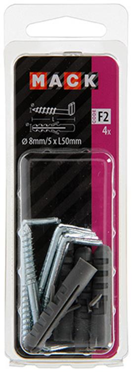 Mack 1017901 - bouchon + vis à pouce polyeth 4 pcs 8mm 5x50mm | 5 pièces