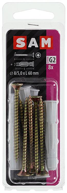 Mack 1017904 - fiche universelle + vis polyeth8 pcs 8mm 5,0x60mm | 5 pièces