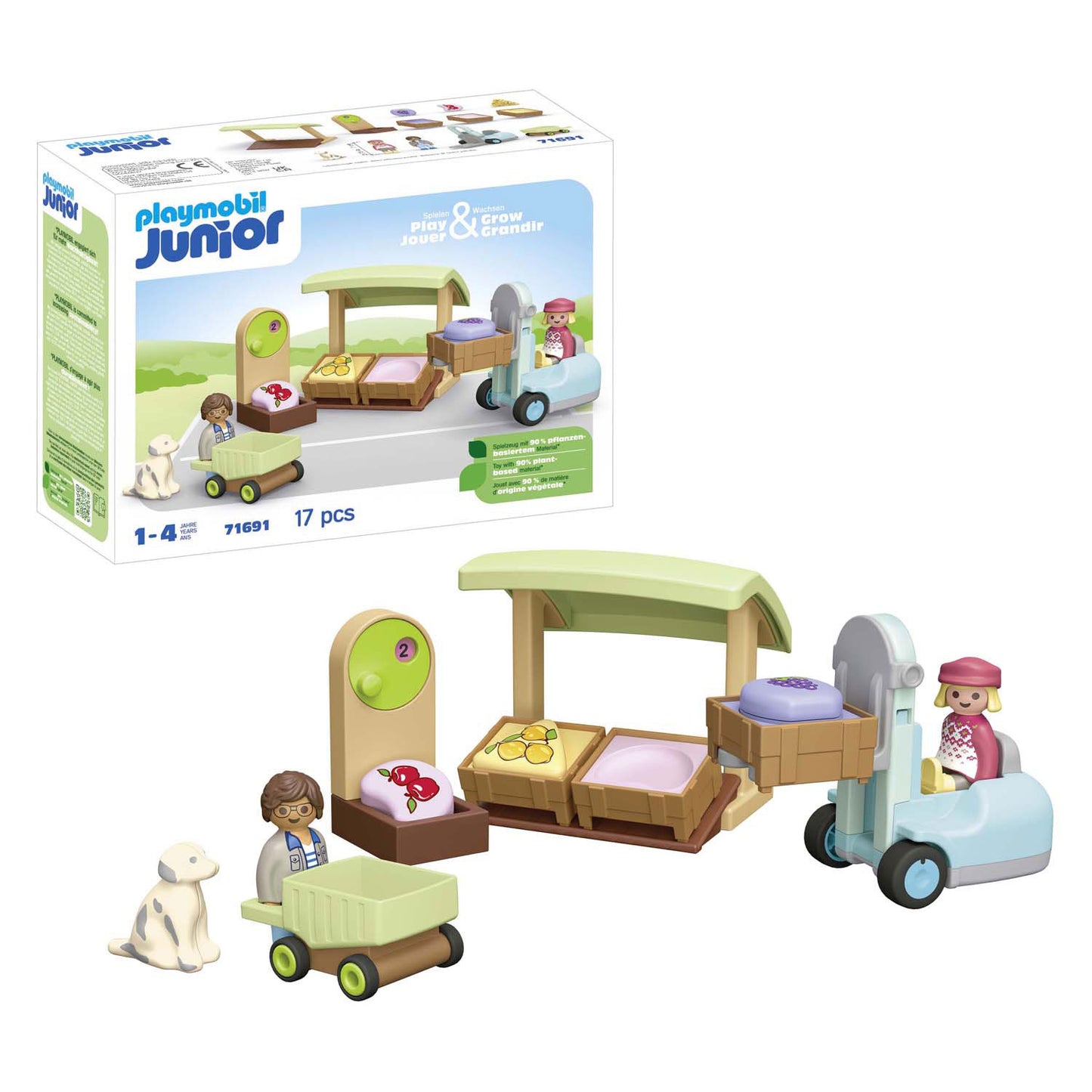 Playmobil 1.2.3. Présentation du marché biologique et chariot élévateur 71691