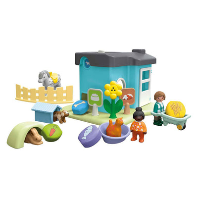 Playmobil 1.2.3. Pension animale avec machine d'alimentation 71690