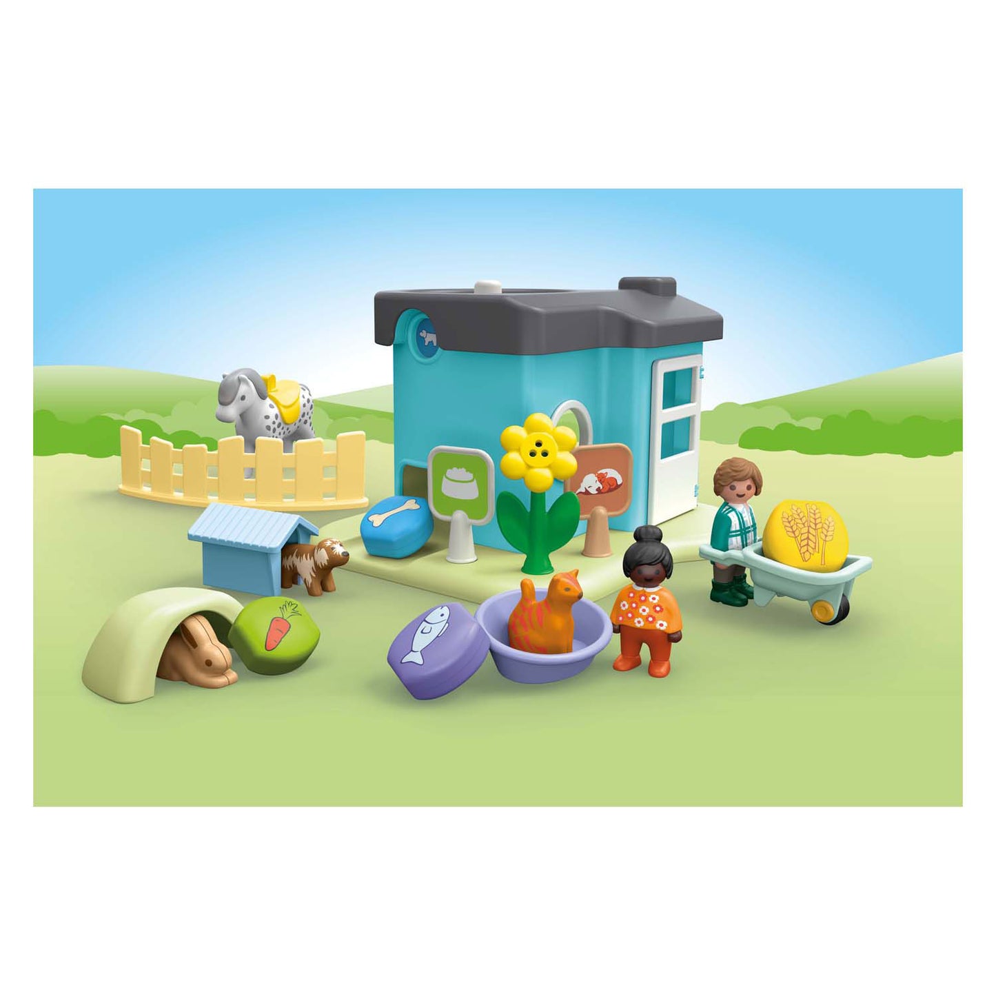Playmobil 1.2.3. Pension animale avec machine d'alimentation 71690