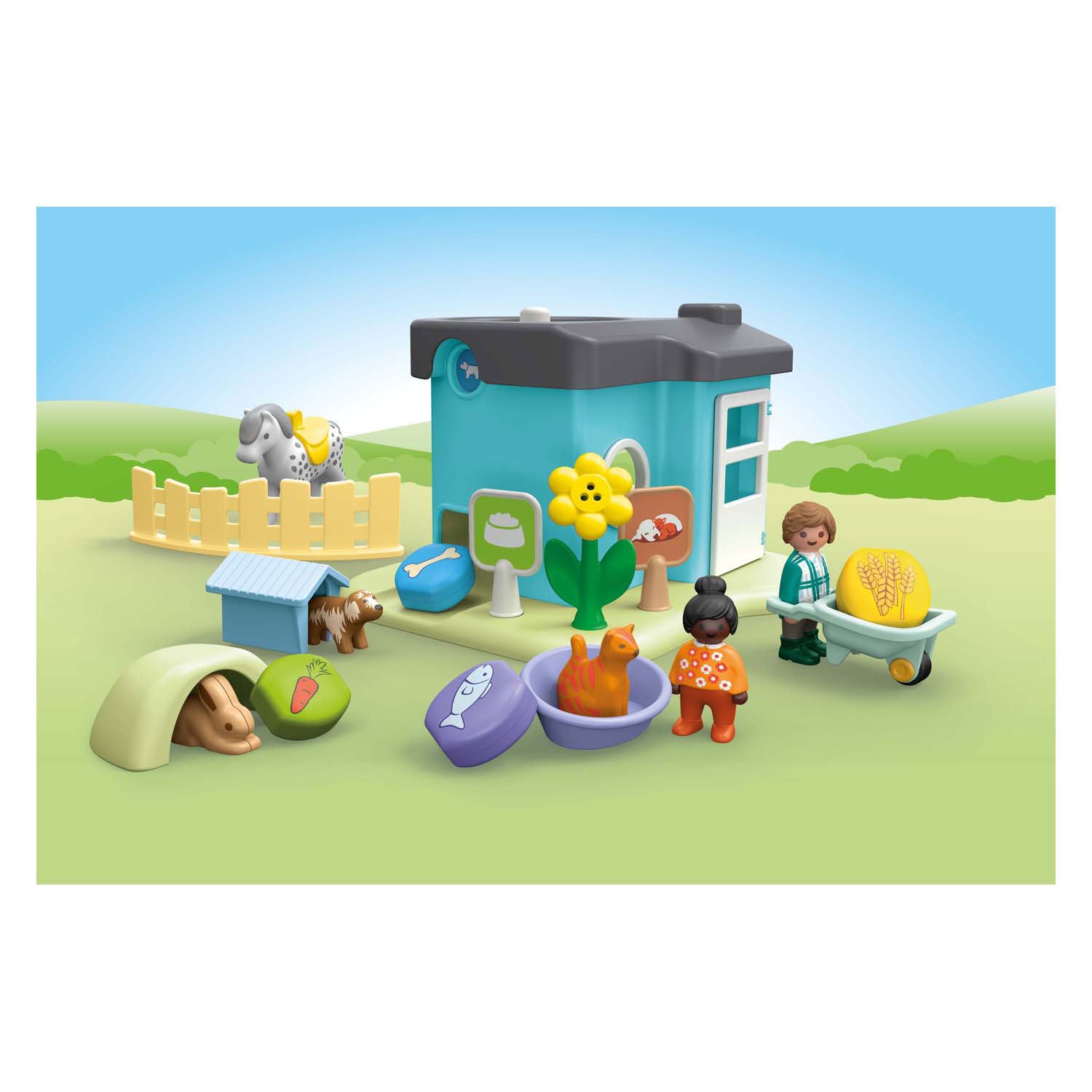 Playmobil 1.2.3. Pension animale avec machine d'alimentation 71690