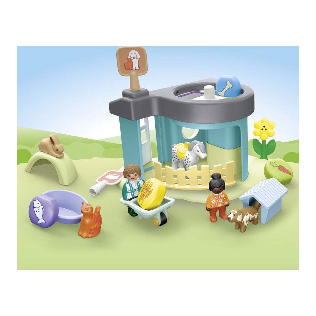 Playmobil 1.2.3. Pension animale avec machine d'alimentation 71690