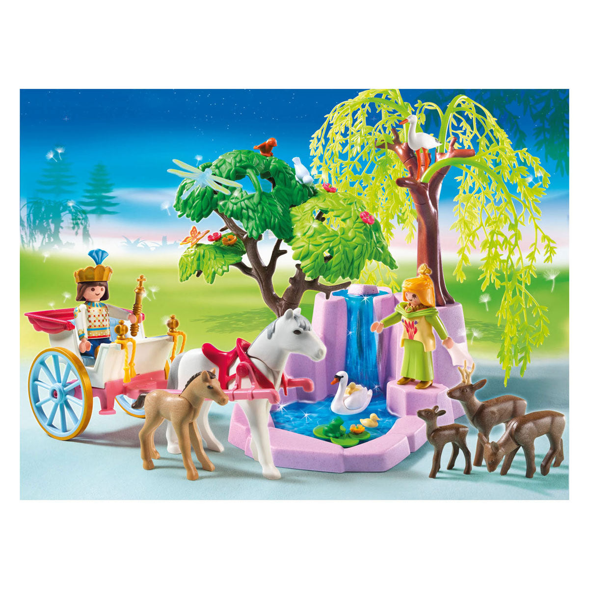 Playmobil Prince et princesse avec voiture et cascade 5021