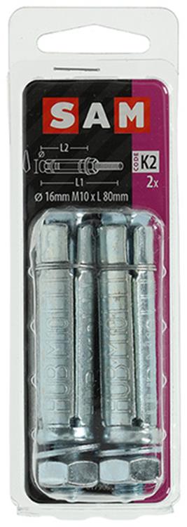 Mack 1019942 - boulon à coin avec goujon fileté. galvanisé2 pcs m10 x 80mm | 5 pièces