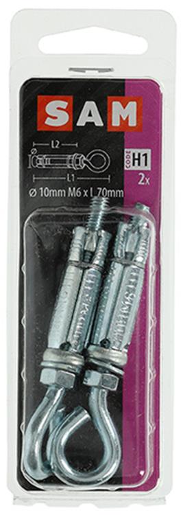 Mack 1019951 - Boulon à coin vis à œil galvanisé 2 pcs m6x70 10x40 | 5 pièces