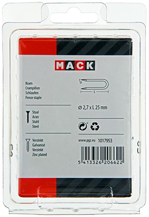 Mack 1017953 - acier de base galvanisé 250 gr 2,7 x 25 mm | 5 pièces