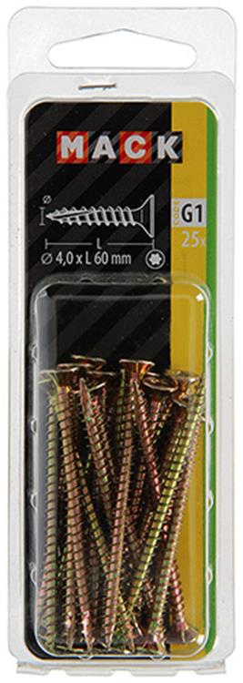 Mack 1018014 - spainplschr.vzkop-auto-assemblage plaqué jaune 25 pièces 4,0 x 60 mm | 5 pièces