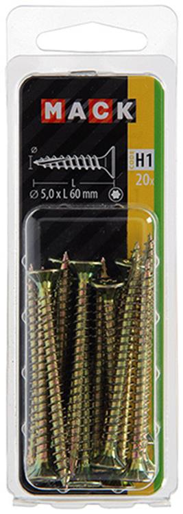 Mack 1018023 - spainplschr.vzkop-auto-assemblage plaqué jaune 20 pièces 5,0 x 60 mm | 5 pièces