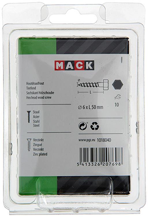 Mack 1018040 - boulon fileté à bois en acier galvanisé 28 pièces 6 x 50 mm | 5 pièces