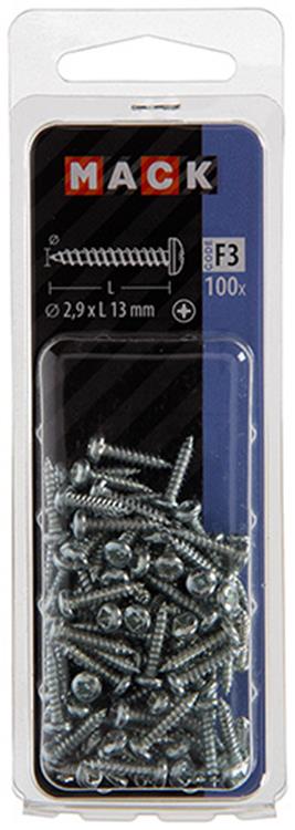 Mack 1018055 - vis autotaraudeuse culasse plaquée 100 pcs 2,9 x 13 mm | 10 pièces