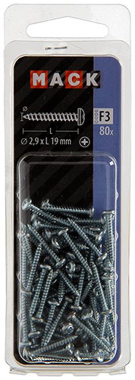 Mack 1018056 - culasse à vis autotaraudeuse galv. 80 pièces 2,9 x 19 mm | 10 pièces