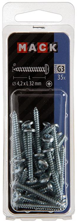Mack 1018070 - culasse à vis autotaraudeuse galv. 35 pièces 4,2 x 32 mm | 5 pièces