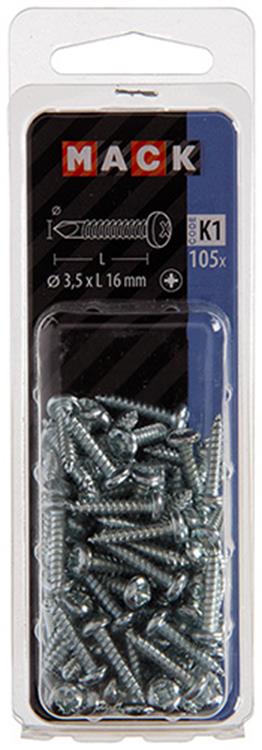 Mack 1018082 - vis autoperceuse culasse plaquée 105 pcs 3,5 x 16 mm | 5 pièces