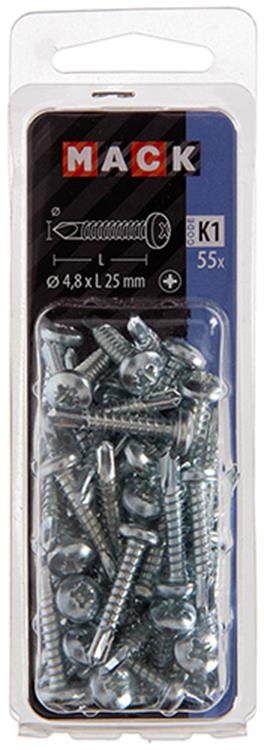 Mack 1018086 - vis autoperceuse tête cylindrique plaquée 55pcs 4,8 x 25 mm | 5 pièces