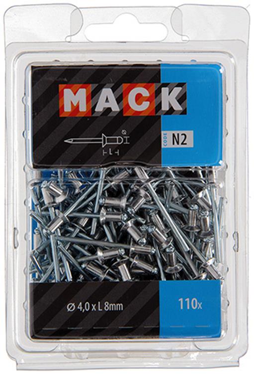 Mack 1020313 - 110 agrafes aveugles aluminium 4,0x8mm | 5 pièces
