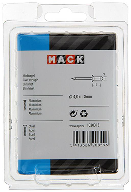 Mack 1020313 - 110 agrafes aveugles aluminium 4,0x8mm | 5 pièces
