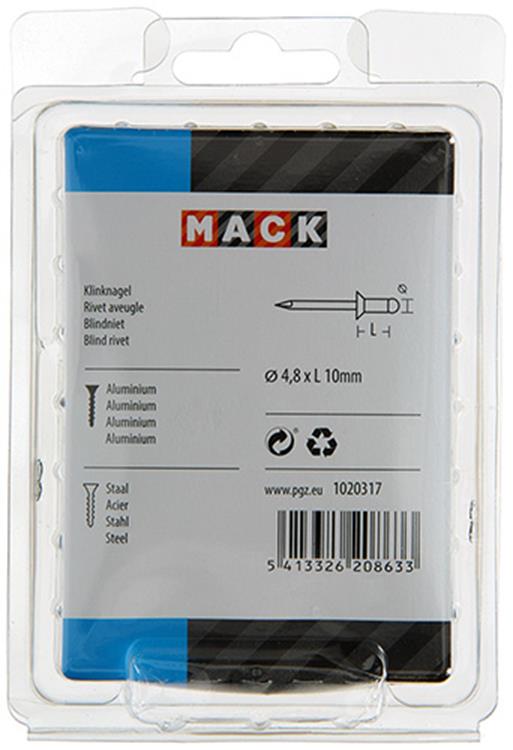 Mack 1020317 - 80 agrafes aveugles aluminium 4,8x10mm | 5 pièces
