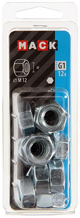 Mack 1018113 - écrou hexagonal en acier galvanisé 12 pièces m 12 | 5 pièces