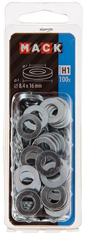 Mack 1018118 - rondelle acier galvanisé 100 pcs 8,4 x 16 mm | 5 pièces