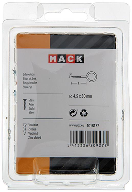 Mack 1018137 - oeil à vis en acier galvanisé 25 pcs 4,5 x 30 mm | 5 pièces